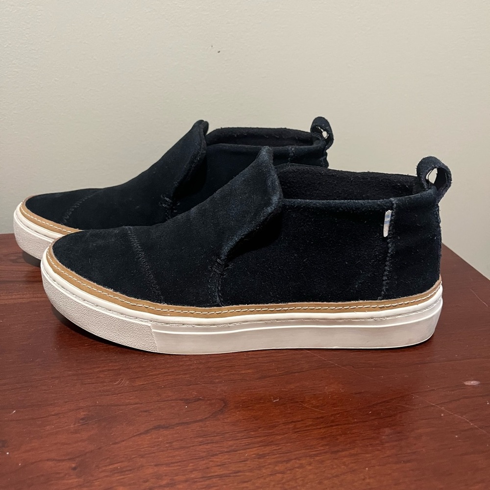 Toms Black Suede Slip-On Sneakers